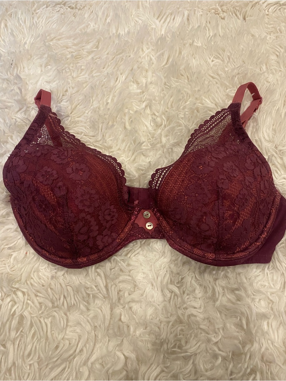 Adore Me Burgundy Lace Underwire Bra 34DD